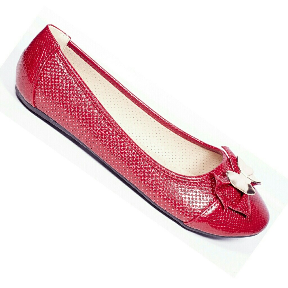 Women Ballet Flats with Bow, b-2045, Red